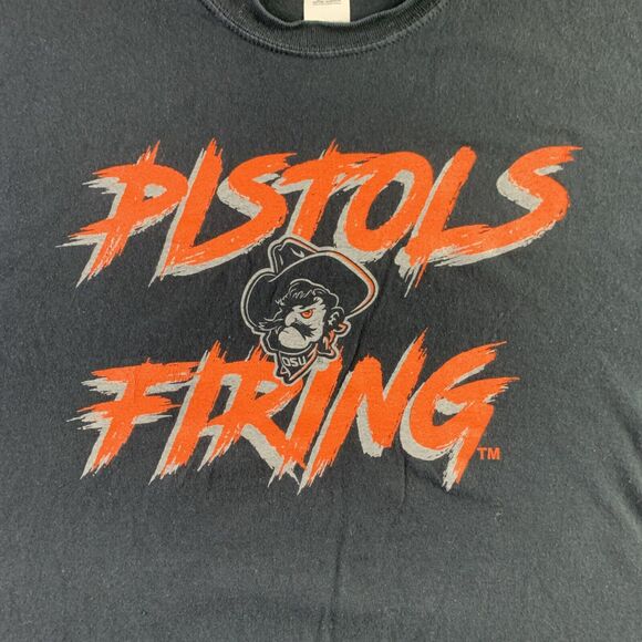 Oklahoma State Cowboys Shirt Mens Extra Large Black Orange Pistols Firing OSU - Picture 3 of 10